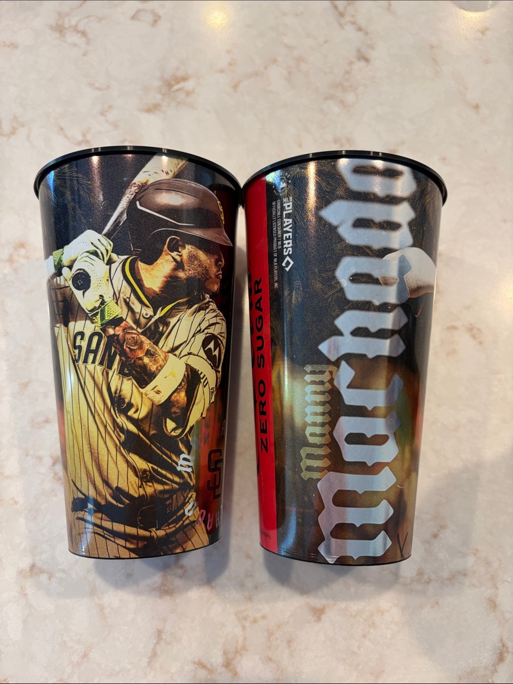 Large plastic San Diego Padres Manny Machado collector cups - set of 2